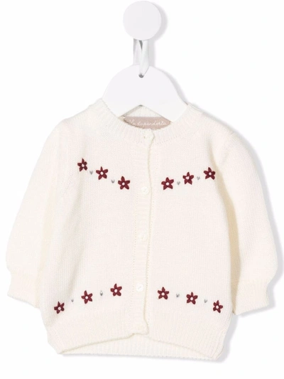 La Stupenderia Babies' Floral-knitted Cardigan In White