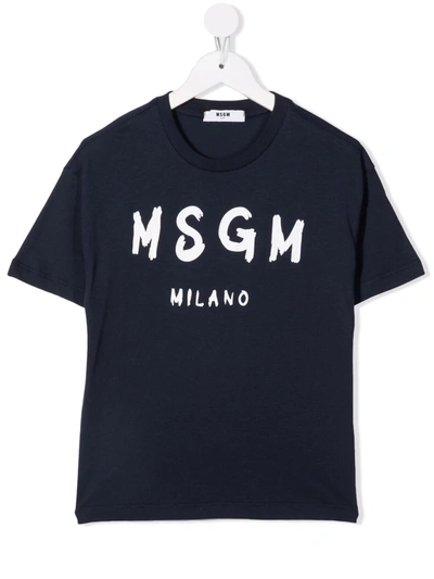Msgm Logo Print T-shirt In 蓝色
