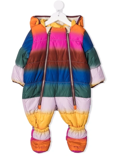 Molo Babies' Rainbow-stripe Padded Bodysuit In 粉色
