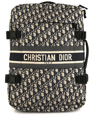 Pre-owned Dior 2020s  Small Oblique Pattern Suitcase In 蓝色