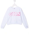 Gcds Logo-embroidered Cotton Sweatshirt In 白色
