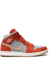 JORDAN AIR JORDAN 1 MID SE "DENIM RED SUEDE" SNEAKERS