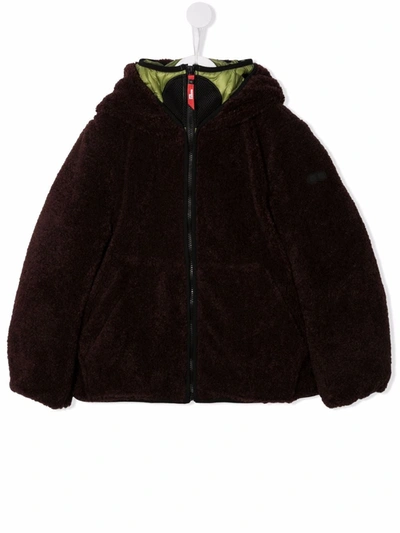 Ai Riders On The Storm Young Hooded Faux Fur Jacket In Brown