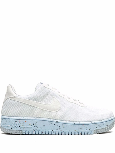 Nike Air Force 1 Crater Flyknit Move To Zero Sneakers In Gray-grey In White/white/pure Platinum