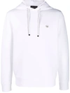 Emporio Armani Long-sleeved Logo Patch Hoodie In 白色