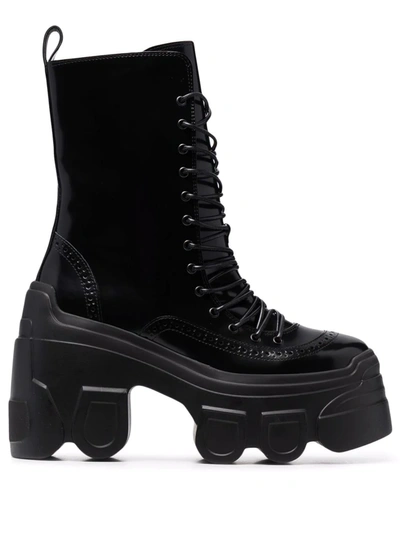 Simone Rocha Black 95 Track Sole Patent Leather Boots