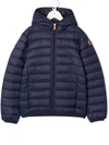 Save The Duck Logo-patch Hooded Puffer Jacket In 蓝色