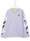 Off-white Marker Logo-print Cotton T-shirt In 灰色