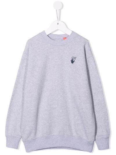 Off-white Marker Hand-print Cotton Sweatshirt In 灰色