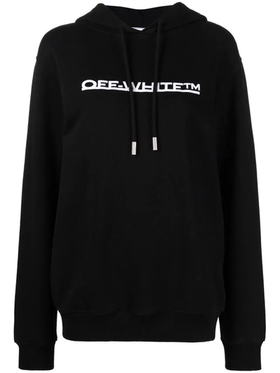 Off-white Logo-print Hoodie In Black White