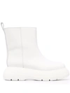 Gia Borghini Chunky Leather Ankle Boots In 白色