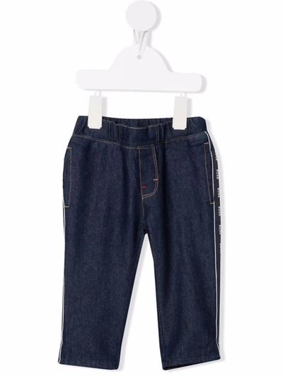 Bosswear Babies' Logo Tape Slim-fit Jeans In 蓝色