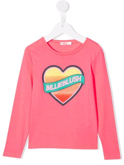 Billieblush Kids' Graphic-print Long-sleeved T-shirt In 粉色