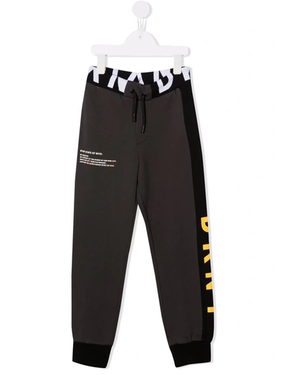 Dkny Kids' Logo-stripe Track Pants In 灰色