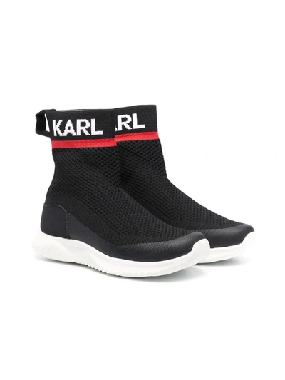 Karl Lagerfeld Teen Karl Slip-on Sock Trainers In Black