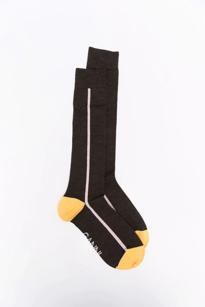 Ganni Merino-blend Knitted Socks In 褐色