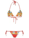 Dolce & Gabbana Geometric Print Triangle Bikini In Rot