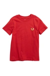 True Religion Kids' Gold Buddha Logo Tee In Bright Red