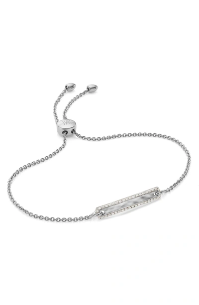 Monica Vinader Havana Bar Diamond Pavé Friendship Chain Bracelet In Silver