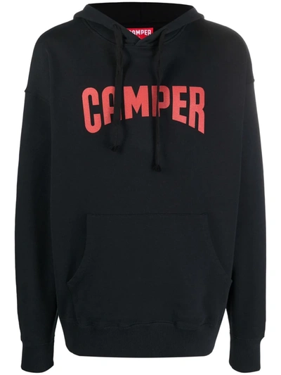 Camper Logo-print Pullover Hoodie In Schwarz