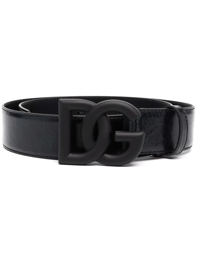 Dolce & Gabbana Logo-buckle Leather Belt In Nero Nero