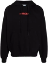 Off-white Logo-print Arrow Painterly-print Hoodie In Schwarz