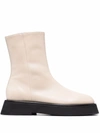 Wandler Shearling-trim Leather Boots In Nude