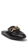 Nicole Miller Chain Embellished Leather Loafer Mule In Black