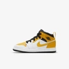 Jordan 1 Mid Little Kids' Shoes In White,black,university Gold