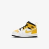 Jordan Babies' 1 Mid Infant/toddler Shoes In White,black,university Gold