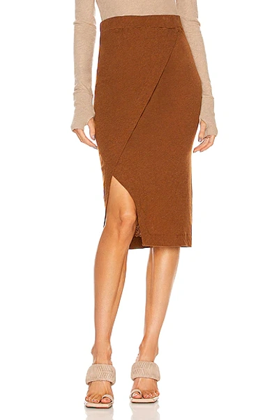 Enza Costa Cashmere Midi Wrap Skirt In Mahogany