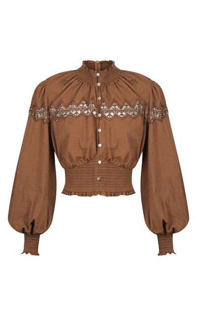 Alãmais Women's Julietta Lace-detailed Cotton Top In Brown