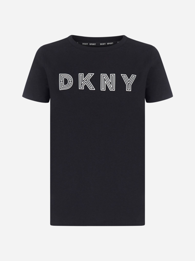 Dkny Printed Stretch Cotton And Modal-blend Jersey T-shirt In Black