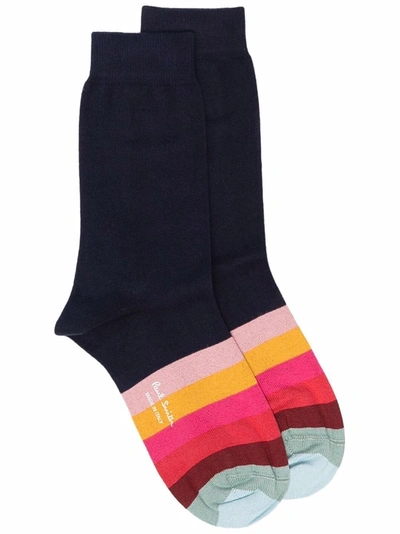 Paul Smith Bright Stripe Print Socks In Blue