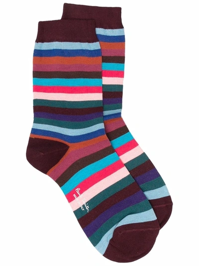 Paul Smith Stripe Pattern Socks In Blue