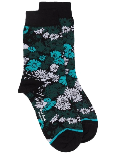 Paul Smith All-over Floral-print Socks In Black