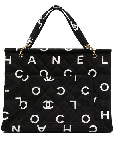 Pre-owned Chanel 1997 Cc Icon Tote Bag In Black