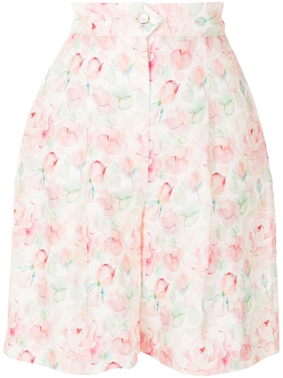 Liya Floral Print Tailored Shorts In Pink