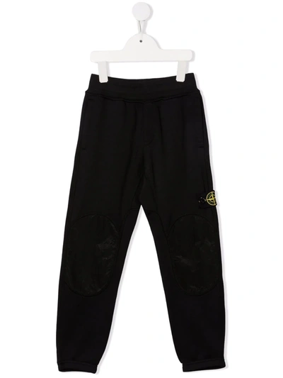 Stone Island Kids Black Multi-pocket Joggers With Logo Patch