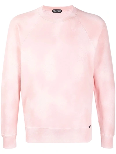 Tom Ford Mens Sky Pink Tie-dye Crewneck Sweatshirt 38