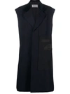 Maison Margiela Deconstructed Sleeveless Twill Coat In Blue