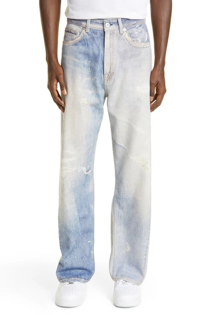 Our Legacy Third Cut Trompe L'oeil Straight Leg Jeans In Digital Denim Print