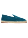 Loro Piana Seaside Suede Slip-ons In Chrome Green