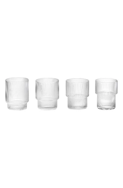 Ferm Living Set Of 4 Ripple Glasses In Clear