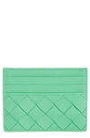 Bottega Veneta Intrecciato Leather Card Case In Fountain Silver