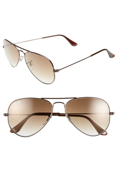 Ray Ban Small Original 55mm Aviator Sunglasses In Brown