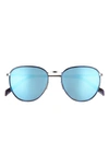 Maui Jim Noni 54mm Polarizedplus® Round Sunglasses In Navy With Silver/ Blue Hawaii