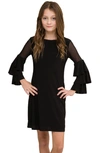 UN DEUX TROIS UN DEUX TROIS KIDS' TIERED SLEEVE DRESS,T3781KBLK