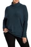 Adyson Parker Turtleneck Poncho Sweater In Emerald Crystal