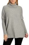 Adyson Parker Turtleneck Poncho Sweater In Rich Heather Grey